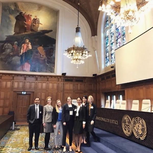 Twenty-eight Law School students participated in the International Immersion Program in March, each taking one of three trips: to Hong Kong and Singapore, the Netherlands, or Russia. The Netherlands trip, which focused on international law and organizations, included a visit to the International Court of Justice (ICJ) in the Hague.