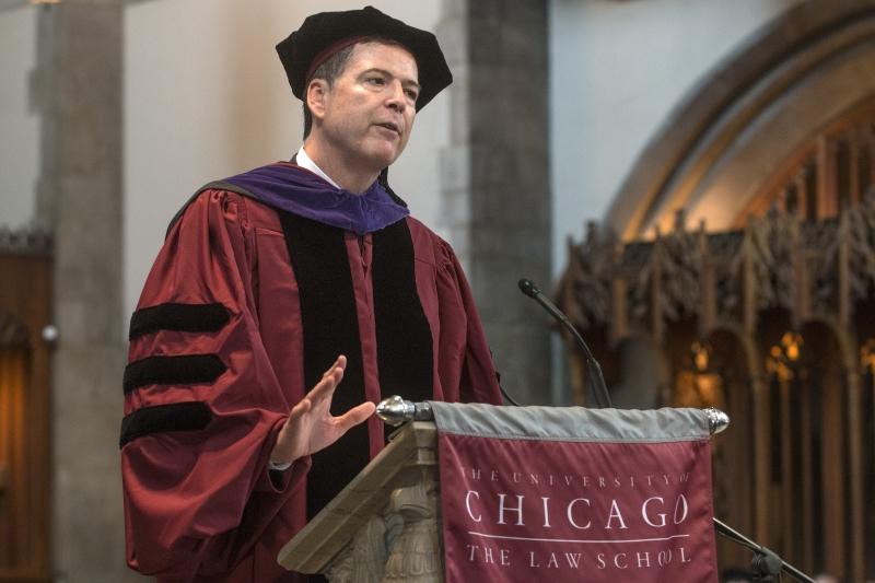 James Comey, '85, Director of the Federal Bureau of Investigation, received the Distinguished Alumnus Award and delivered marks at the Diploma & Hooding Ceremony.