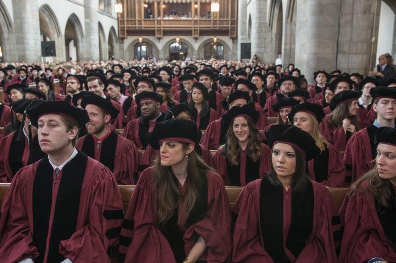 The JD Class of 2015 before receiving their hoods and diplomas.