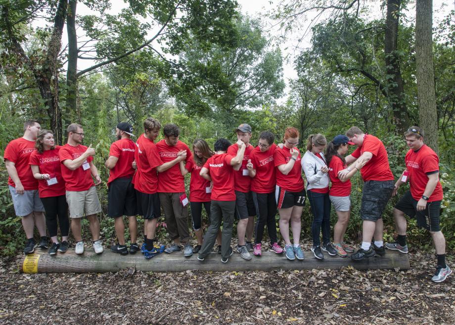 The Class of 2018 was the second to participate in the Kapnick Leadership Development Initiative, which included a day of team-building activities on a ropes course west of Chicago.