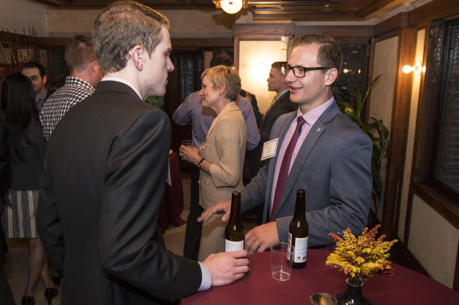 In the fall of 2016, students who were part of the Law School's Doctoroff Business Leadership Program attended a reception at Robie House.