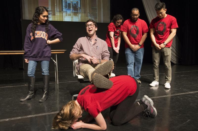 Eric Lewin, '17, portraying the editor-in-chief of the Law Review.