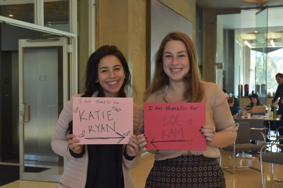 Just before Thanksgiving, students told us about the things that inspired gratitude. For Katie Ryan and Zoe Kam, it was each other.