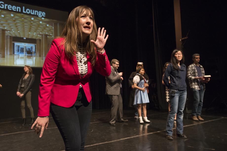 Allie Van Dine, '20, as a Federalist Society president, also sings "Be Our Guest."