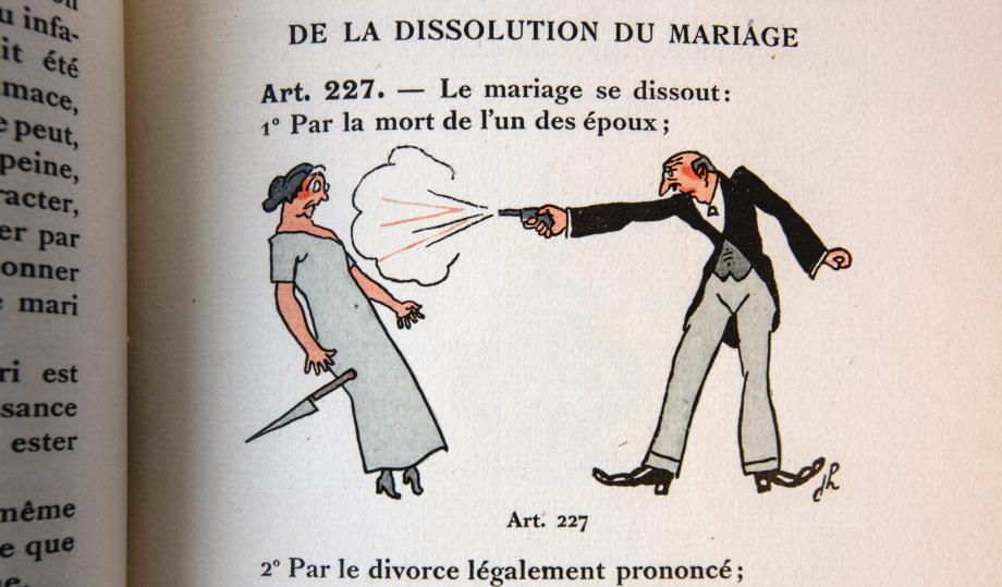 illustration of a husband shooting his wife