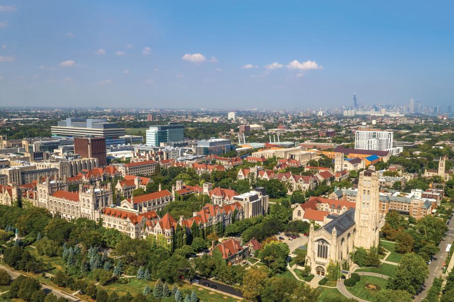 Drone shot of UChicago