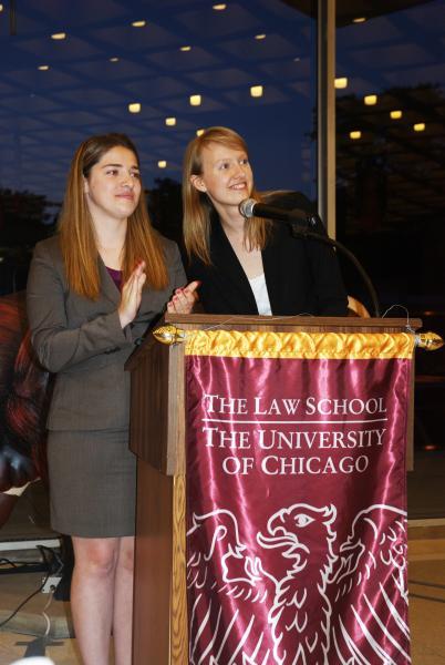 Tara Tavernia and Sigrid Jernudd announce faculty awards. 