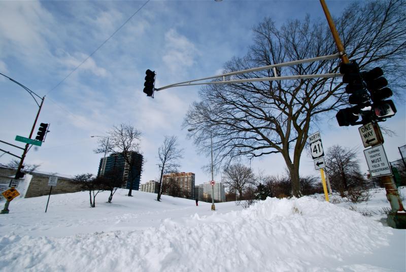 The 47th Street entrance to Lake Shore Drive is buried under there somewhere. (Photo by Taylor Rausch '11)