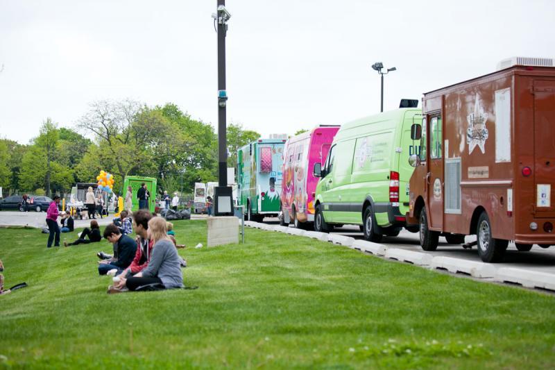 After the symposium, about 15 trucks served food behind the Law School.