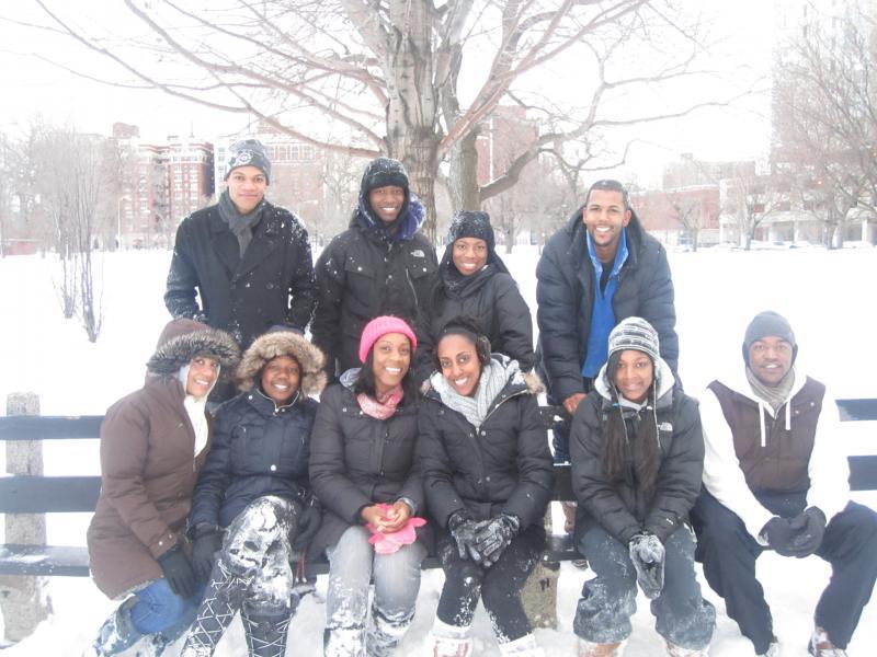 Some of the members of BLSA after a snowball fight. (Photo courtesy of Collette Brown '13)