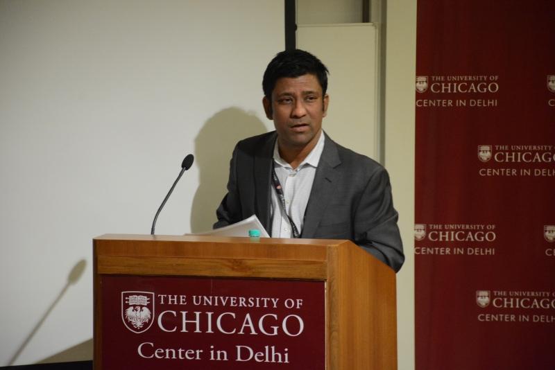 Aziz Huq, Frank and Bernice J. Greenberg Professor of Law, discussing his paper during a panel on Muslims.