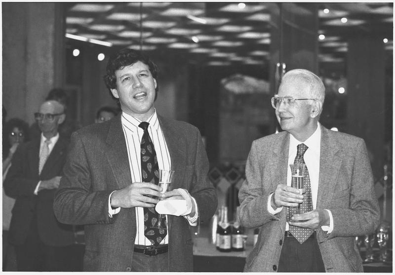 Geoffrey R. Stone and the late Ronald Coase, a Nobel laureate and longtime faculty member.