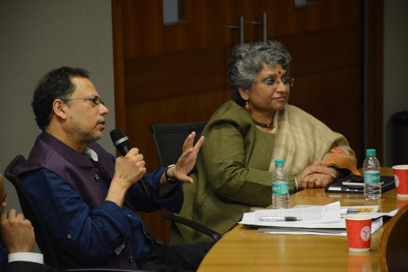 Dipesh Chakrabarty, Lawrence A. Kimpton Distinguished Service Professor of History, South Asian Languages and Civilizations, and the College, interacting with the panelists.