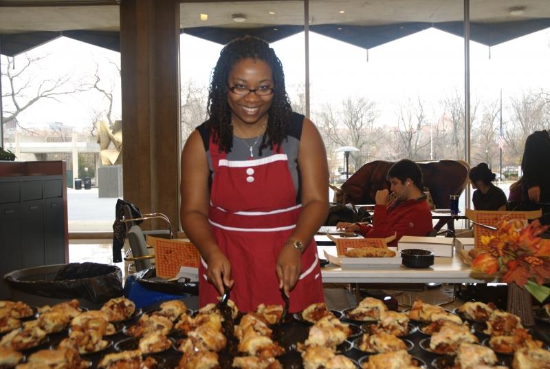 Associate Director of Admissions Annette Moore at her first Pie Day.