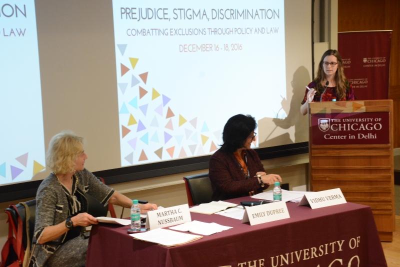 Emily Dupree, a third-year PhD student in Philosophy and a second-year law student, presents her paper during a panel on women.