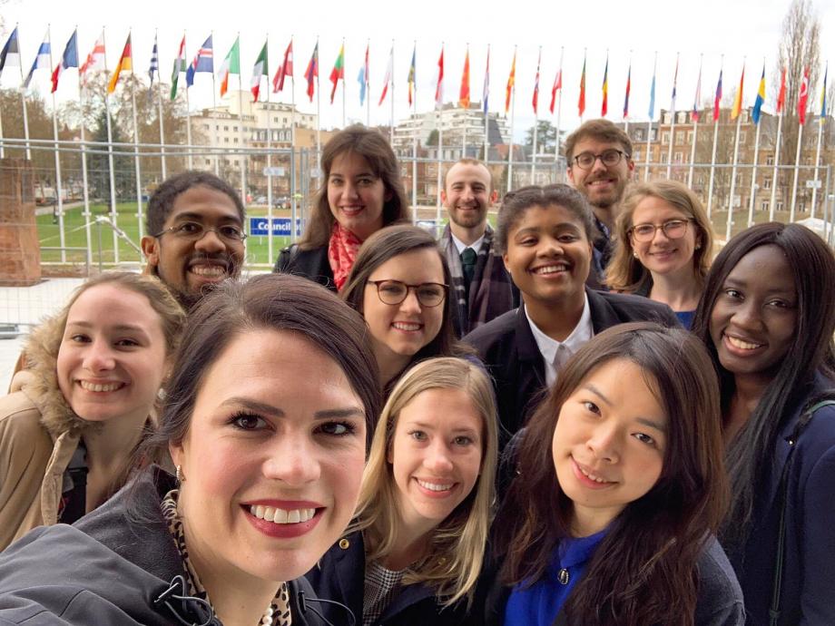 One IIP group traveled to France, Belgium, and Luxembourg. In Strasbourg, France, the students visited the Council of Europe, where they admired art gifted to the council by member states and met with Gianluca Esposito, executive secretary of the Council of Europe.