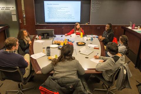 High school students met for class at the Law School.