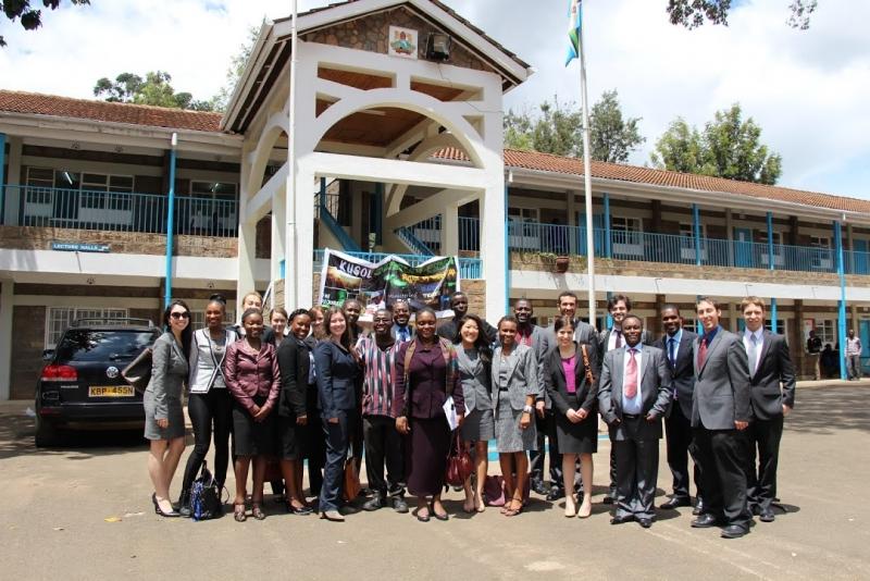 Kenyatta University School of Law students and faculty, with our students.