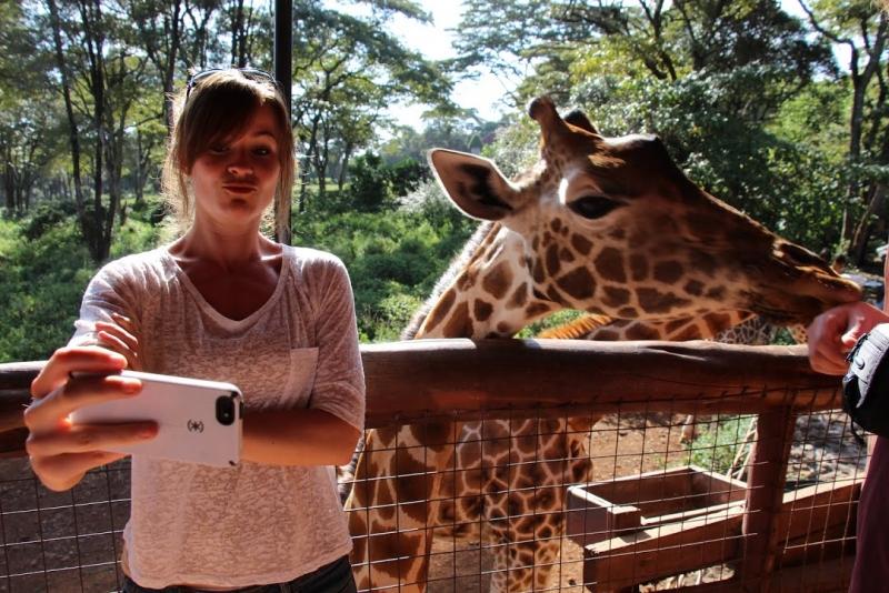 Selina MacLaren, '14, took a selfie with a giraffe. 