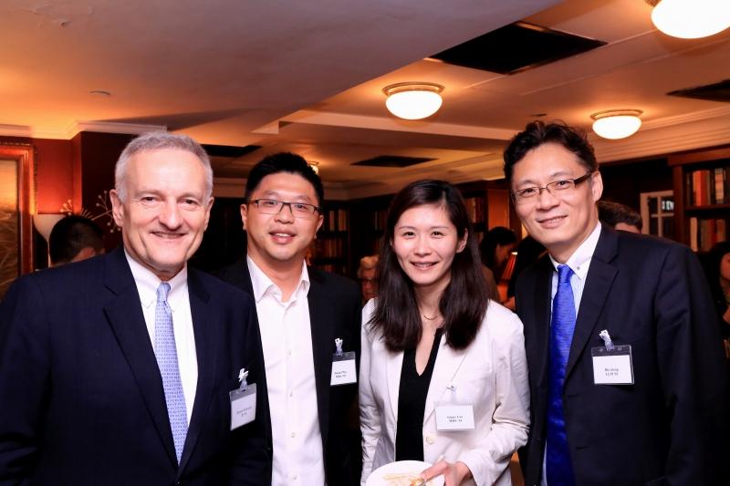 (Left to Right): Bryant Edwards, ’81, David Wu, MBA ’10, Ginny Cao, MBA ’14, and Bin Cheng, LLM ’01