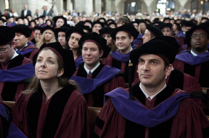 Students listening to graduation talks