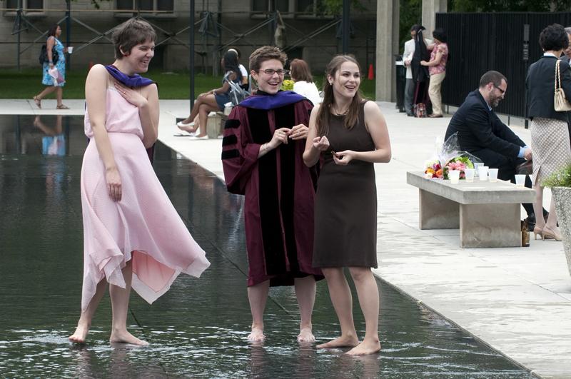 Celebrating in the reflecting pool