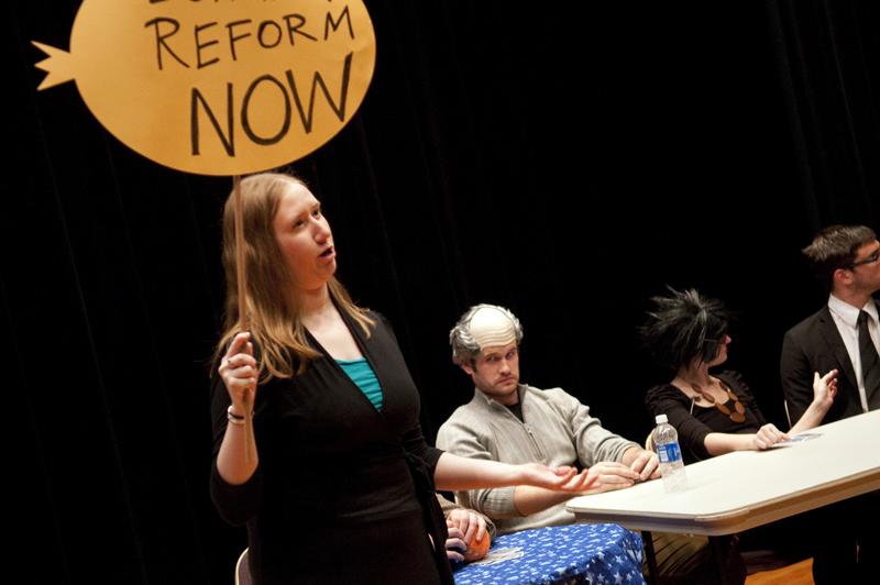 Students create all the costumes and set props. Students create all the costumes and set props.