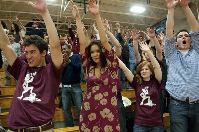 The cheering section did its best to influence the game.