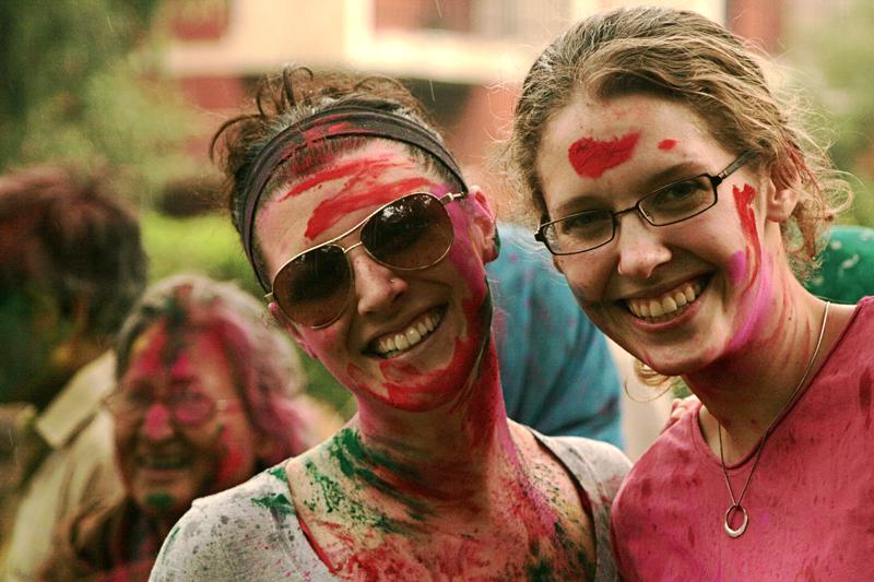 SSA student Megan McDermott and 1L Laura Jean Eichten celebrate Holi