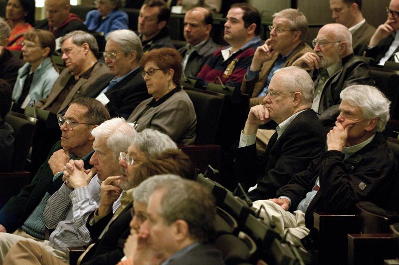 Dean Michael Schill also conducted a Town Hall meeting for alumni in the Auditorium.