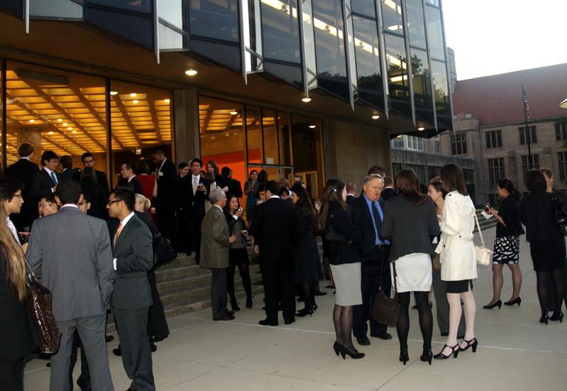 Students mingle during the cocktail hour before the Entering Students Dinner.