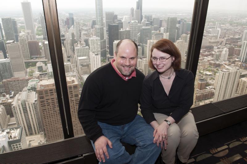 Alumni enjoying the view while attending the Sunday brunch held at the Signature Room on the 95th floor of the Hancock Building.