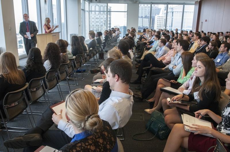 The students were treated to great views from several downtown firms. 