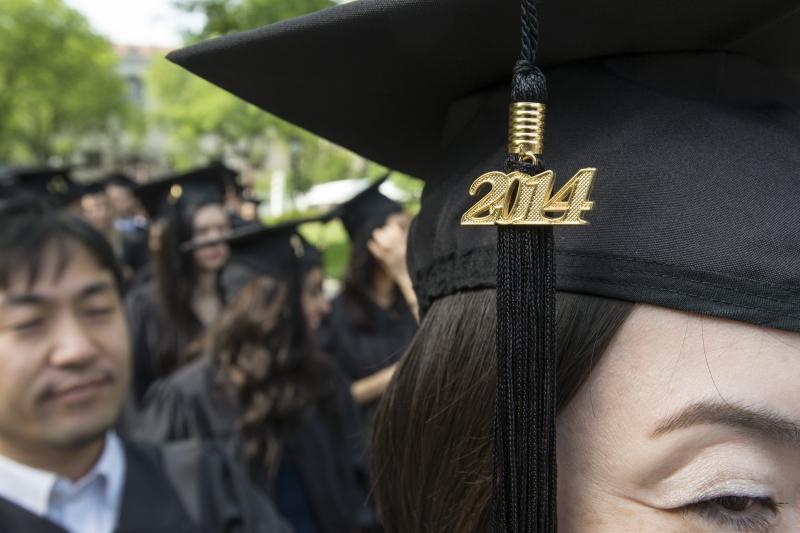 A 2014 tassel on an LLM's mortarboard at the University convocation. 