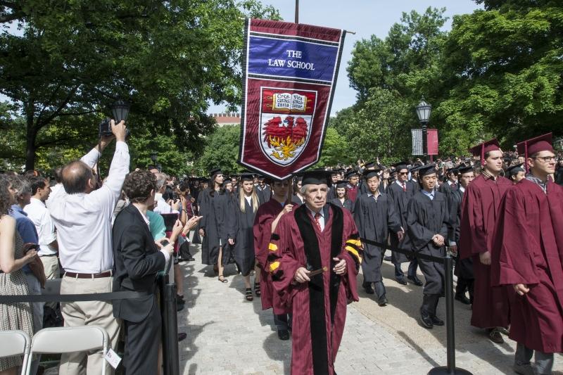 Professor Dick Helmholz led JDs into the Quad. 