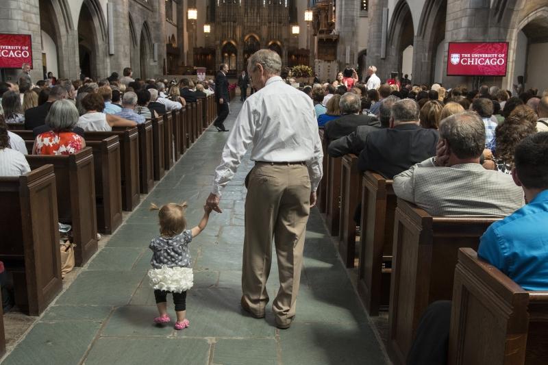 Loved ones of all ages gathered in Rockefeller Chapel. 