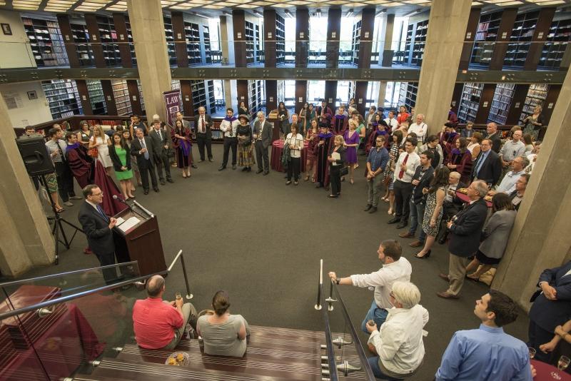 In the library, Schill recognized the Kirkland & Ellis Scholars. 