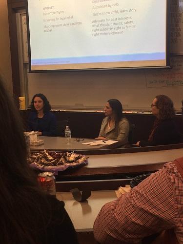 Unaccompanied Immigrant Children: Panelists discussed the major influx of unaccompanied immigrant children and touched on how students could help. They included information on how to be sensitive to cultural differences and their past experiences.